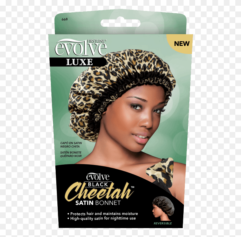506x766 Evolve Black Cheetah Satin Bonnet Bonnet For Black Women, Hat, Clothing, Apparel HD PNG Download