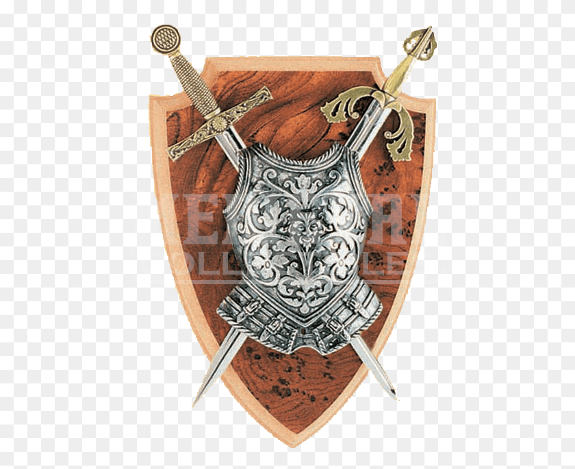462x625 Excalibur And El Cid Mini Two Sword Plaque Erb, Armor, Shield Hd Png