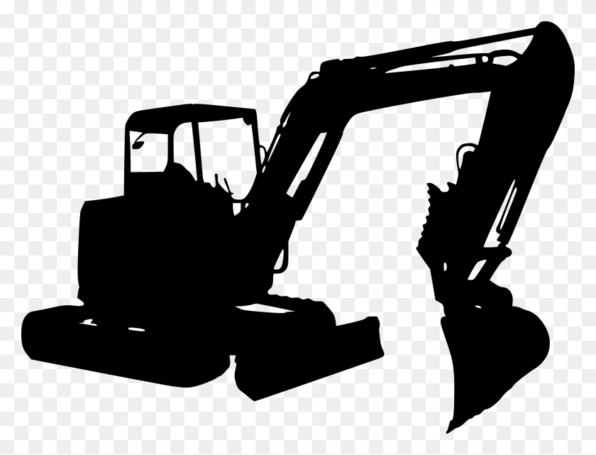 2000x1490 Excavator Vector Black And White Construction Equipment Silhouette, Vehicle, Transportation, Tool HD PNG Download