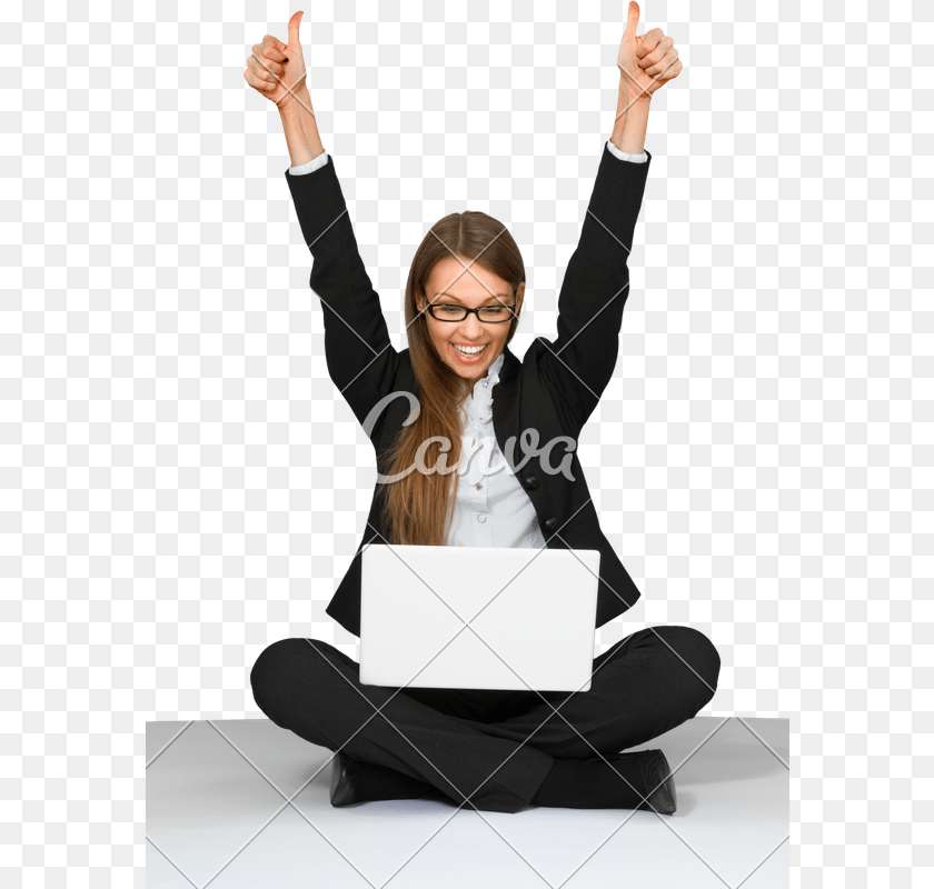 579x800 Excited Businesswoman Cross Legged Sitting, Laptop, Computer, Electronics, Person Transparent PNG