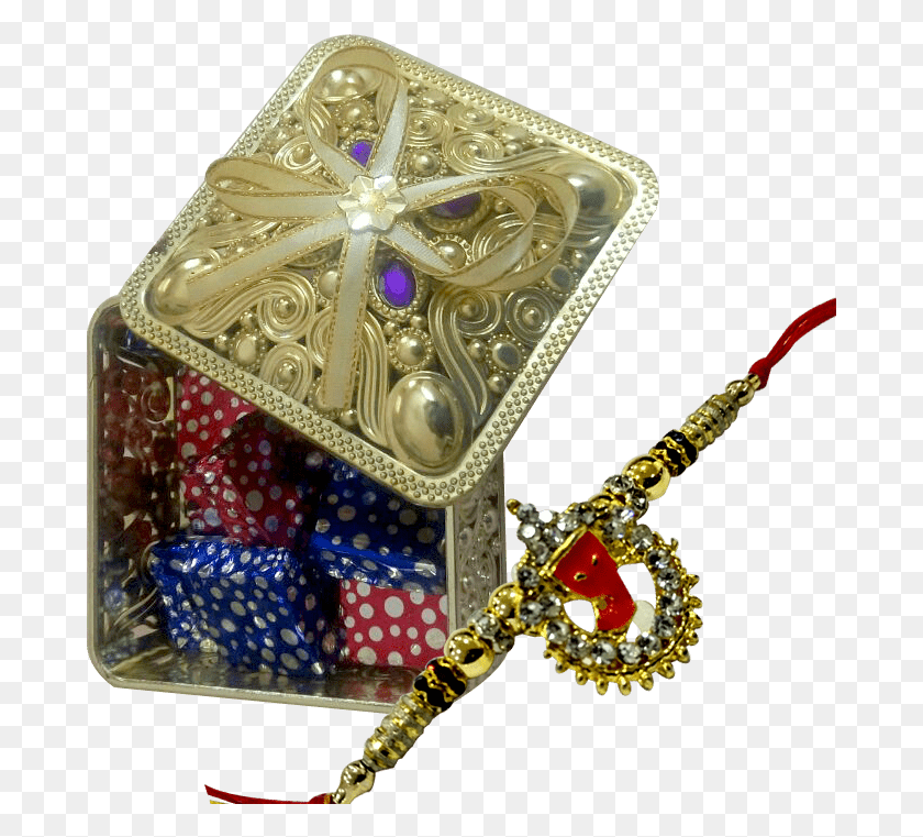 683x701 Exclusive Handcrafted Single Rakhi With Chocolates Wristlet, Accessories, Accessory, Jewelry HD PNG Download