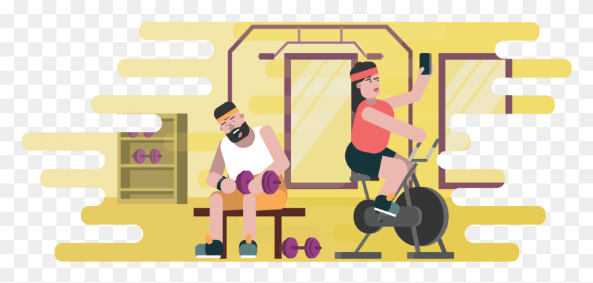 1386x607 Exercise Clipart Gym Equipment Fitness Testing, Person, Human, Working Out HD PNG Download