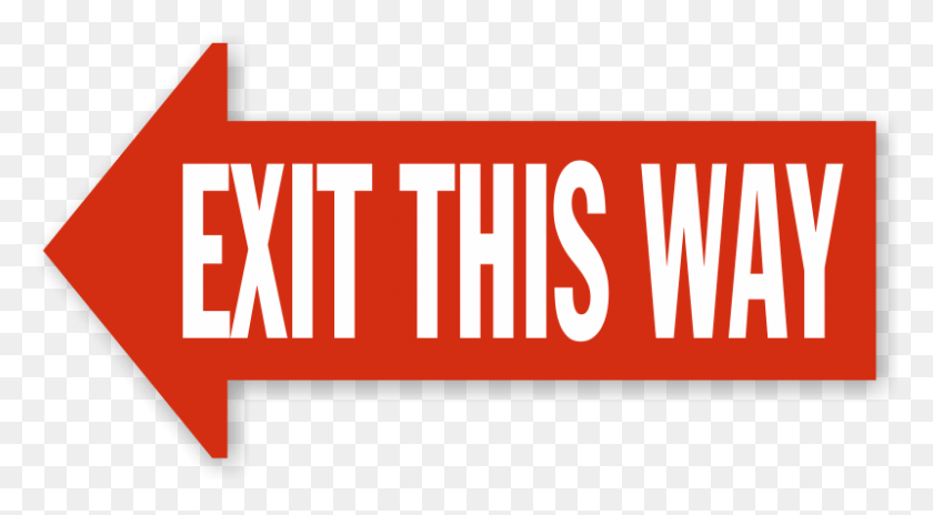 800x415 Exit This Way Left Arrow Floor Sign Exit To The Right Sign, Text, Word, Symbol HD PNG Download