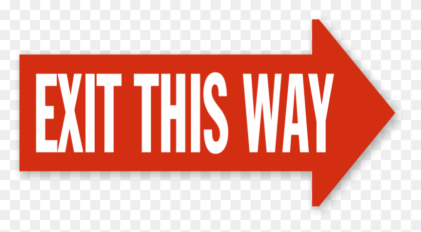 800x415 Exit This Way Right Arrow Floor Sign Exit This Way Sign, Text, Symbol, Word HD PNG Download