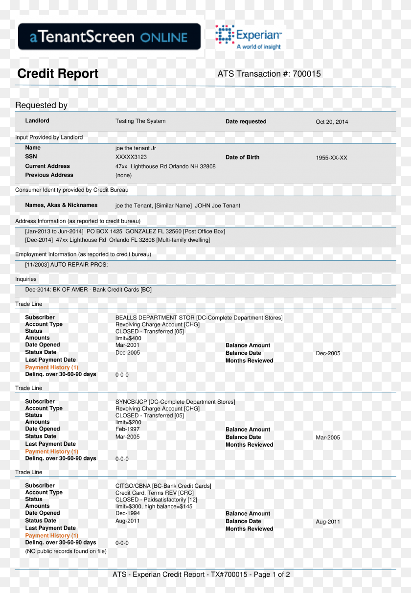 2249x3324 Experian Credit Report Meijer Job Application Form Pdf, Text, File HD PNG Download