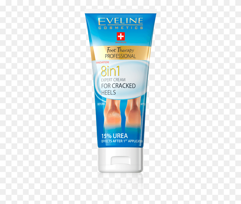 253x652 Expert Cream For Cracked Heels 8in1 Total Action Eveline Krema Za Ispucale Pete, Bottle, Cosmetics, Lotion HD PNG Download