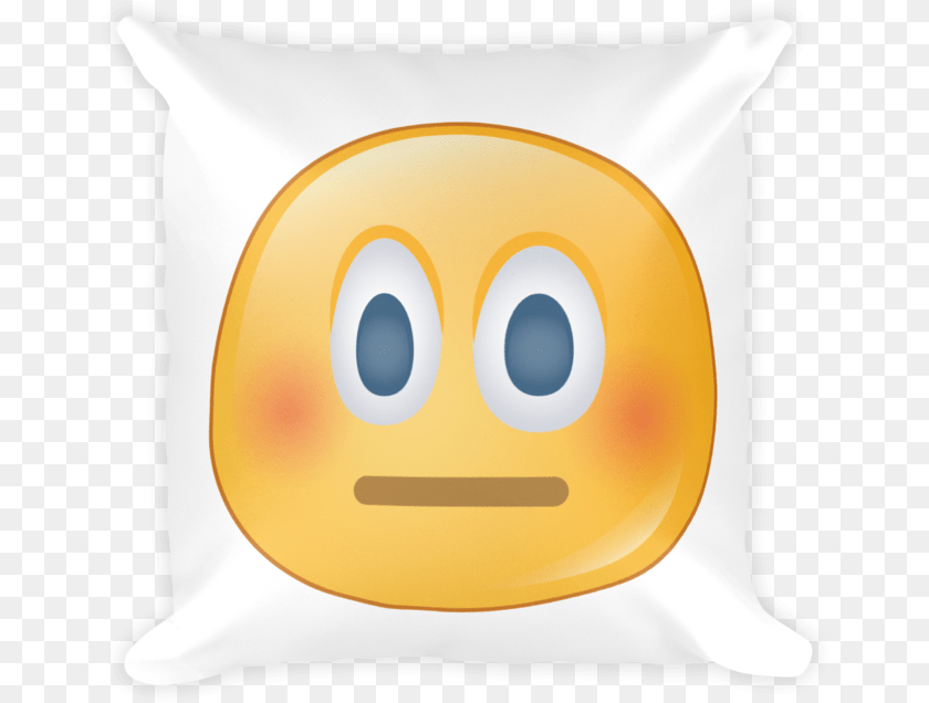Expressive Blushing Emoji Square Stuffed Pillow Smiley, Cushion, Home Decor, Animal, Fish Clipart PNG