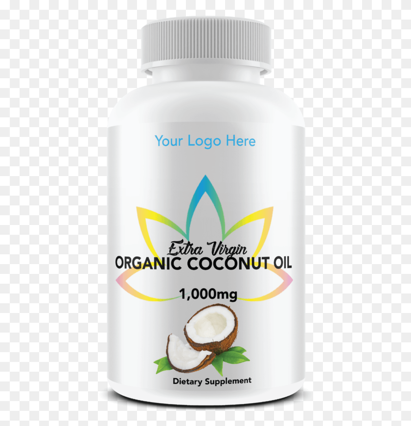 441x811 Extra Virgin Organic Coconut Oil 1000mg Bottled Agaricus, Tin, Can, Bottle HD PNG Download