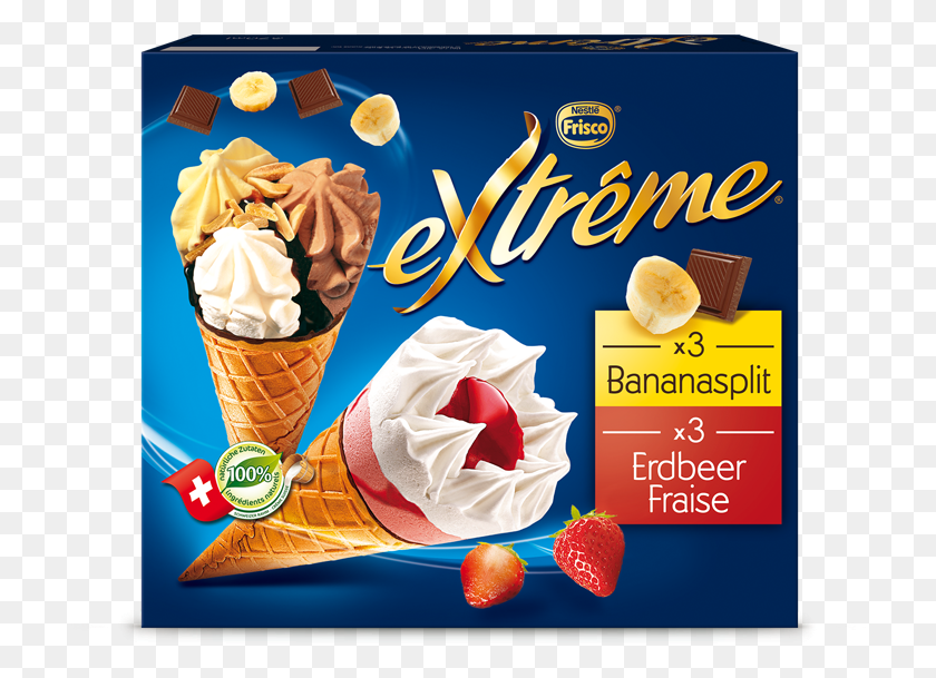 717x549 Extrme Bananasplit Erdbeer Multipack Ice Cream Cone, Cream, Dessert, Food HD PNG Download