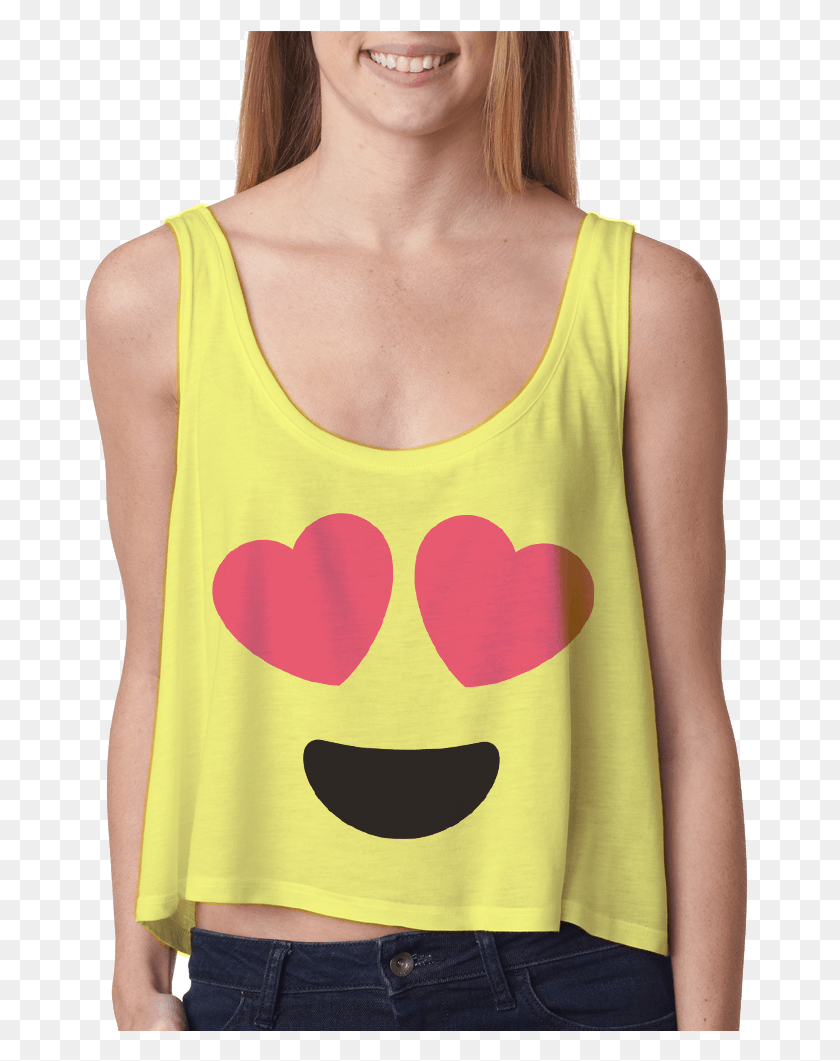 679x1001 Eye Heart You Emoji Crop Top Blusa Tank Top, Clothing, Apparel, Person HD PNG Download