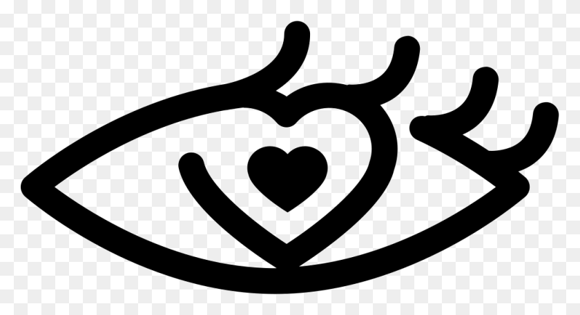981x500 Descargar Png Ojo De Una Mujer Enamorada Con Iris En Forma De Corazón Comentarios Corazón, Stencil, Símbolo, Logo Hd Png