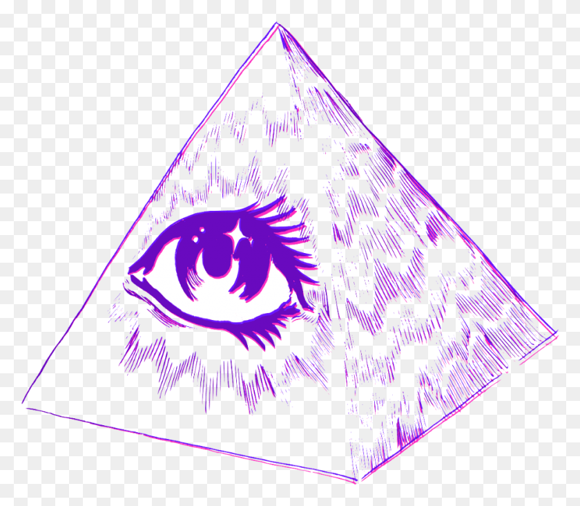 932x804 Eye Pyramid Purple Allseeingeye Vaporwave, Triangle, Cone HD PNG Download