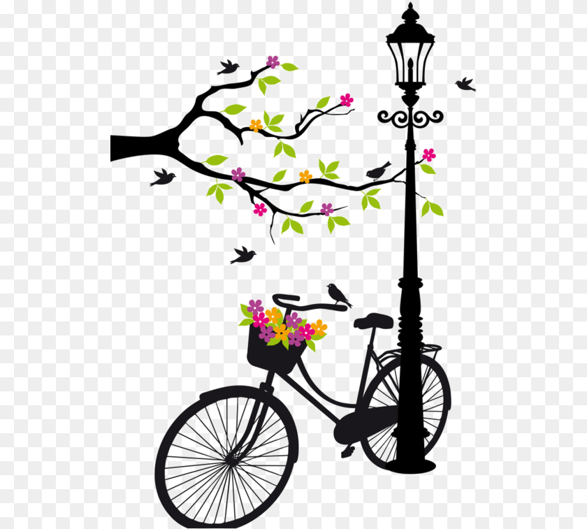 526x757 F E C Cycle With Flowers Drawing, Machine, Wheel, Bicycle, Transportation PNG