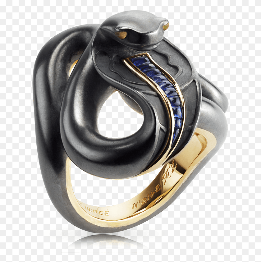 635x783 Faberg Black Sea Serpent Ring Featuring Round Blue Body Jewelry, Helmet, Clothing, Apparel Descargar Hd Png