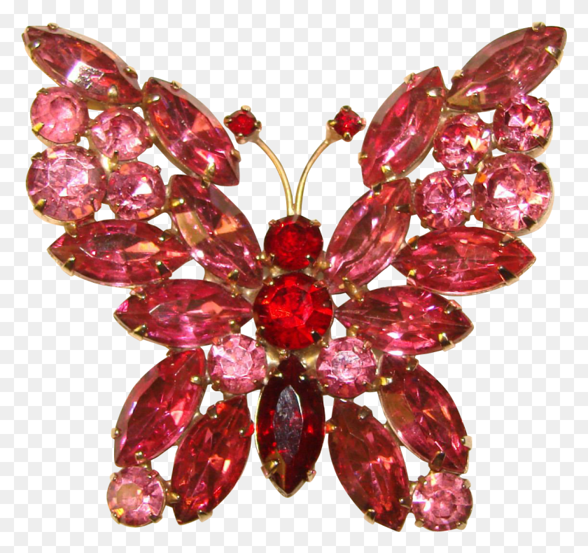 1132x1060 Fabulous Butterfly Pink Amp Red Rhinestone Large Vintage Ruby, Accessories, Accessory, Jewelry Descargar Hd Png