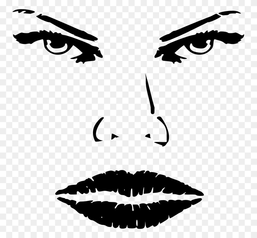 757x720 Face Female Woman Make Up Outlines Aggressive Eyes Nose And Mouth Transparent, Gray, World Of Warcraft HD PNG Download