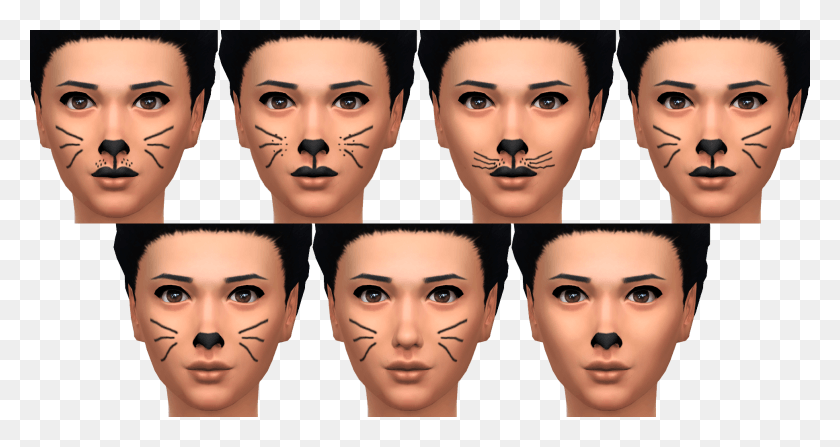 1940x964 Face Paint Cat Nose And Whiskers, Person, Human, Beard HD PNG Download