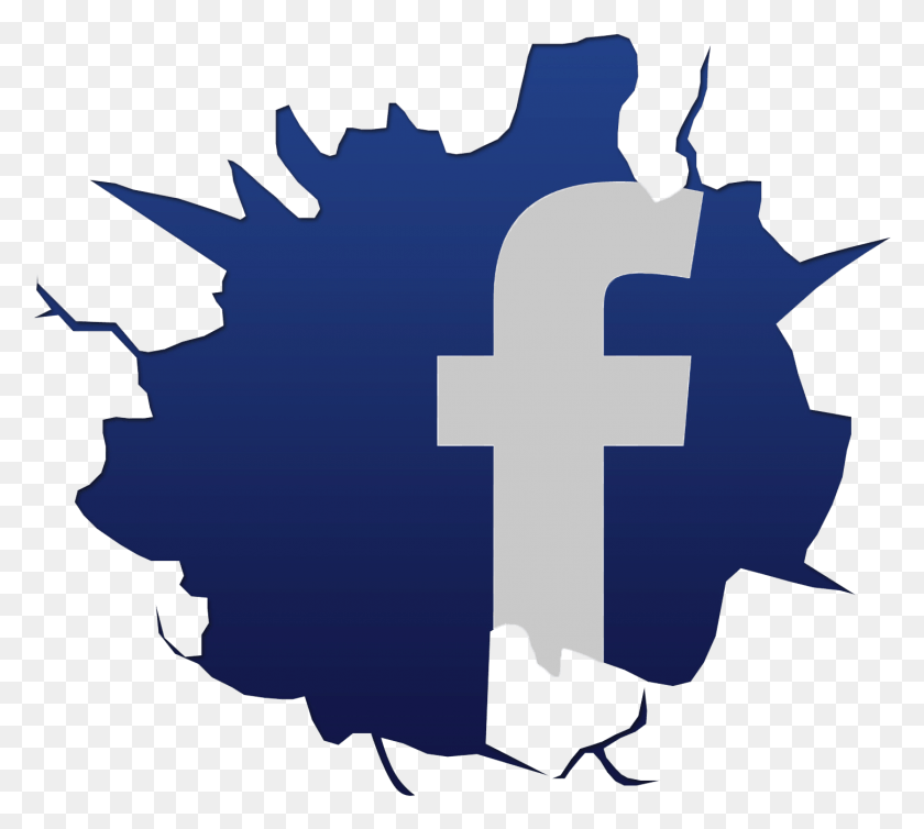 1450x1291 Facebook Cracked Logo, Word, Person, Human Hd Png Скачать