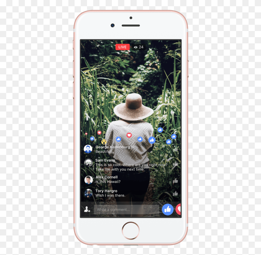 376x763 Facebook Live Comments And Reactions Facebook Live Full Screen, Hat, Clothing, Apparel HD PNG Download