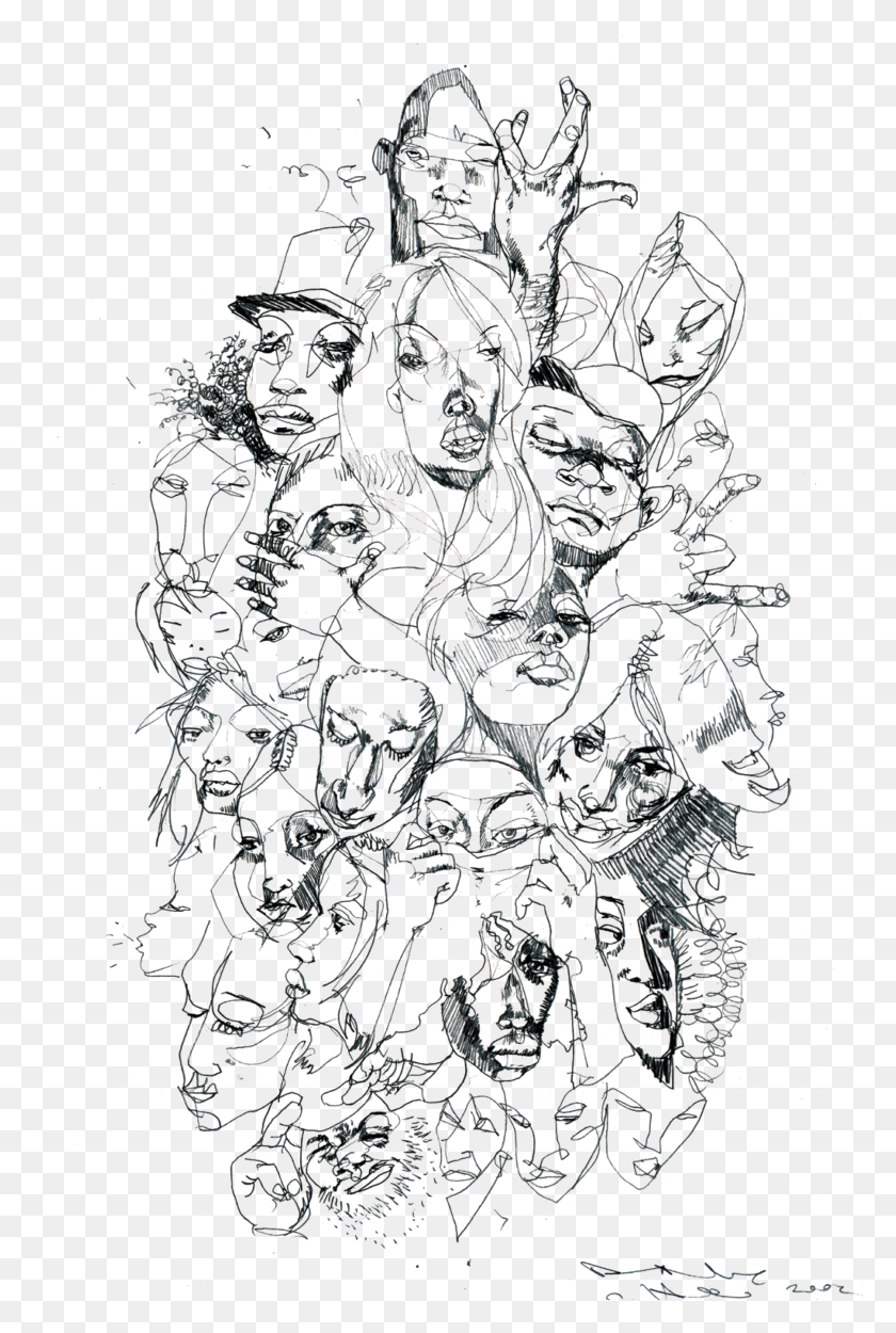 2817x4298 Faces White David Choe Sketches HD PNG Download