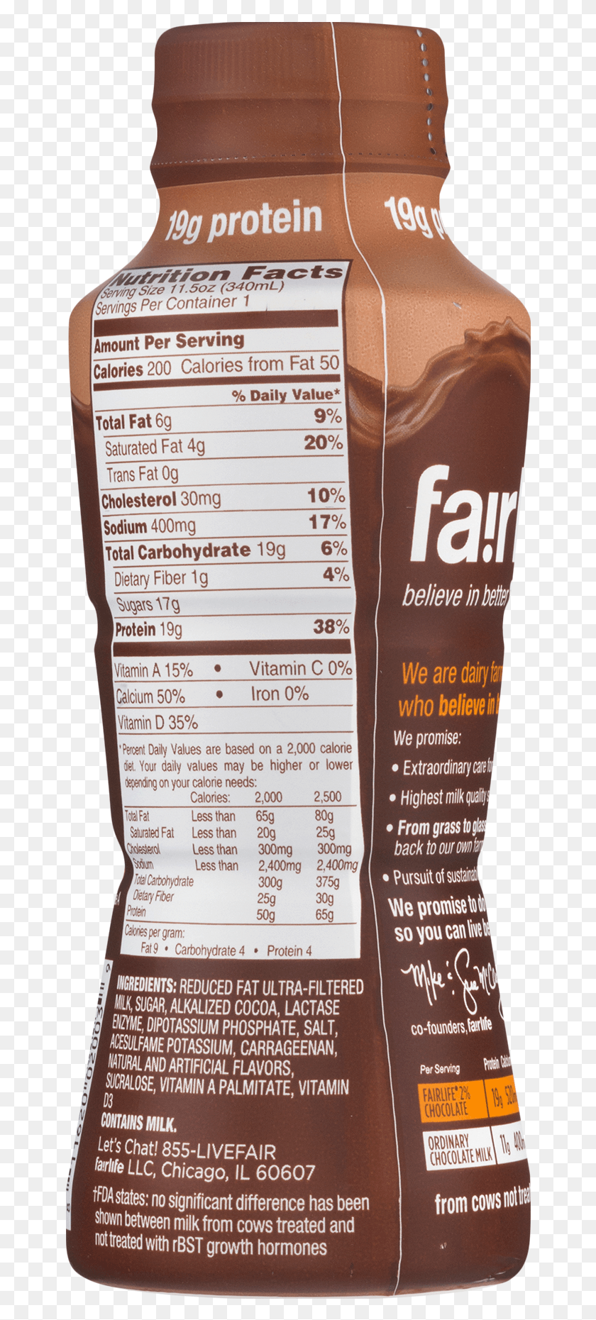 656x1801 Fairlife 2 Reduced Fat Chocolate Milk Label Fairlife Chocolate Milk, Text, Menu, Bottle HD PNG Download
