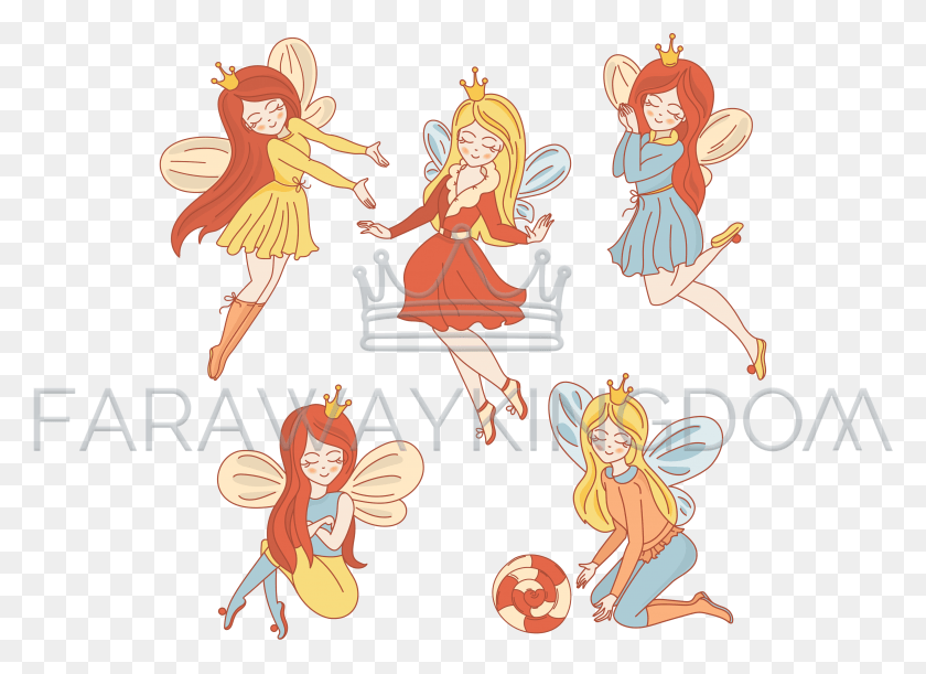3508x2480 Fairy Characters Cartoon Princess Vector Illustration, Comics, Book, Manga HD PNG Download