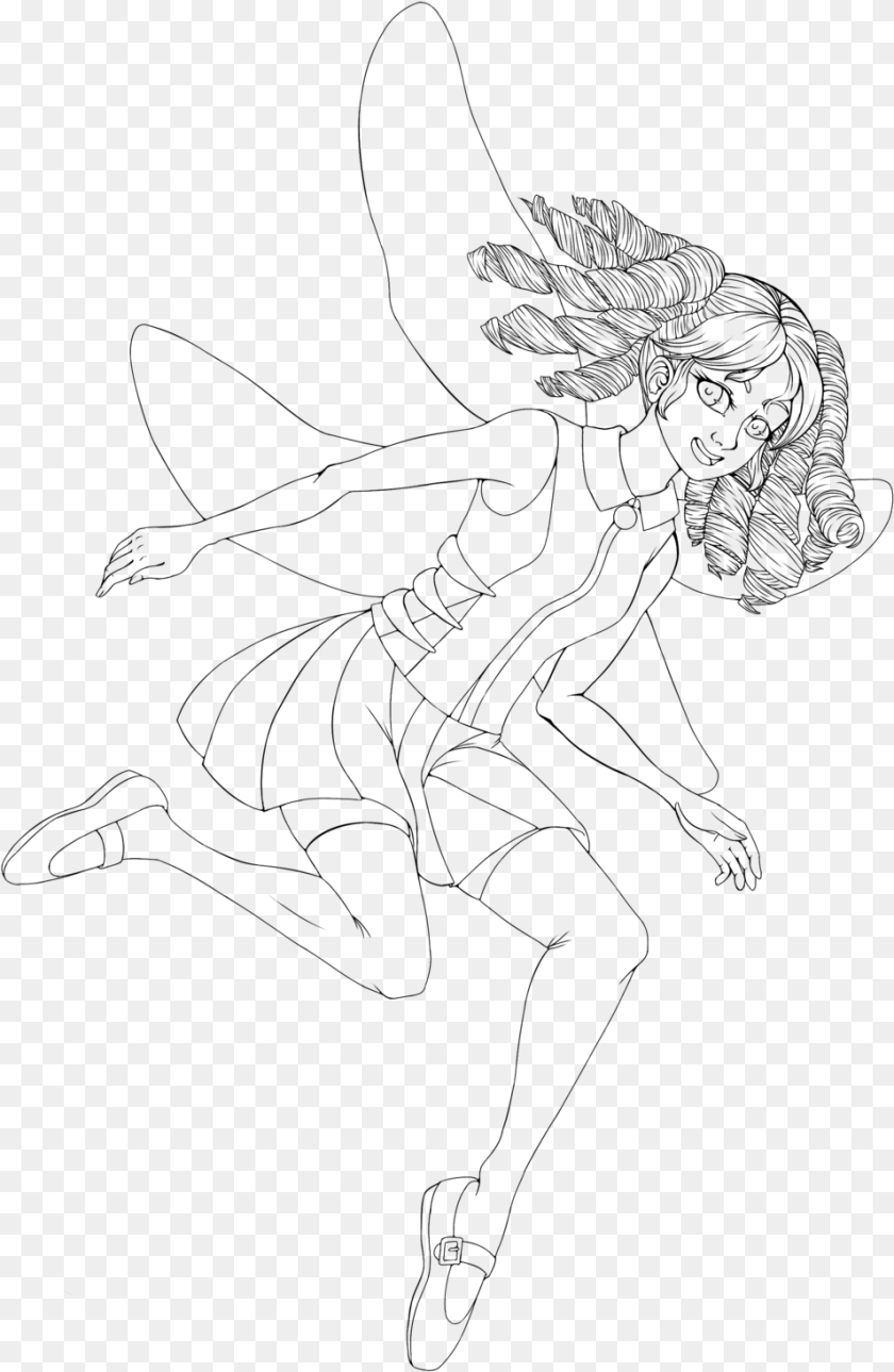 955x1465 Fairy Drawing Line Art Sketch Line Art, Gray Transparent PNG