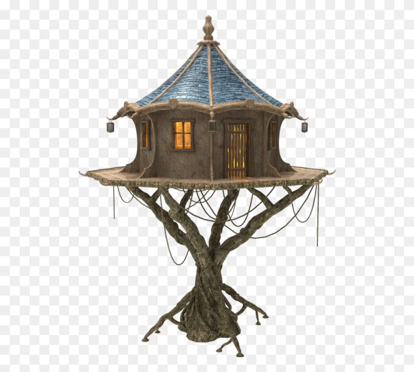 523x695 Fairy House Elf Tree House, Housing, Building, Lamp Descargar Hd Png