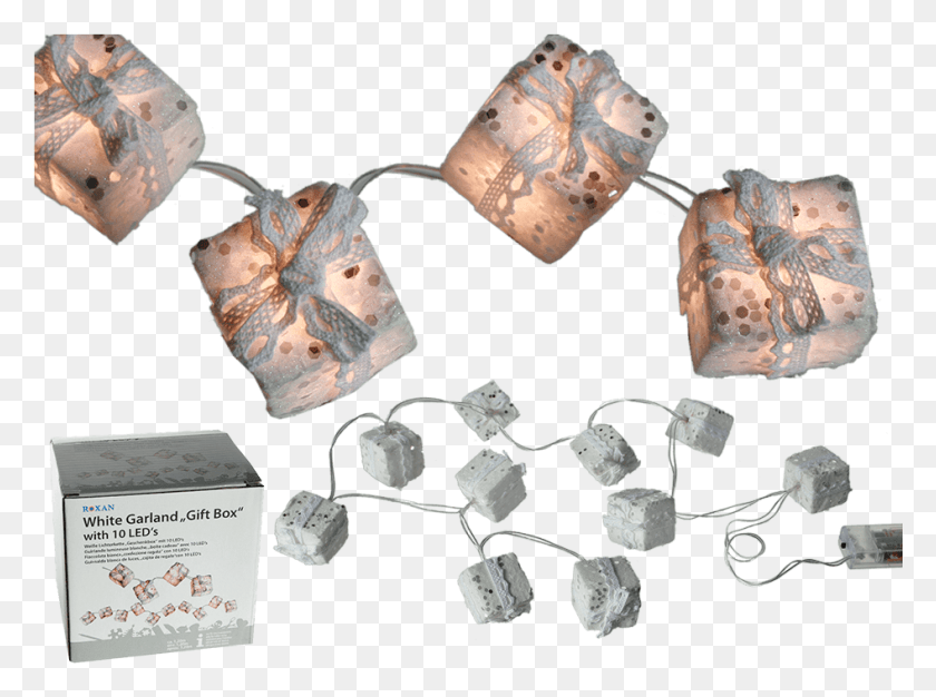 946x687 Fairy Light With White Gift Box With Glitter Gift Wrapping, Gemstone, Jewelry, Accessories HD PNG Download