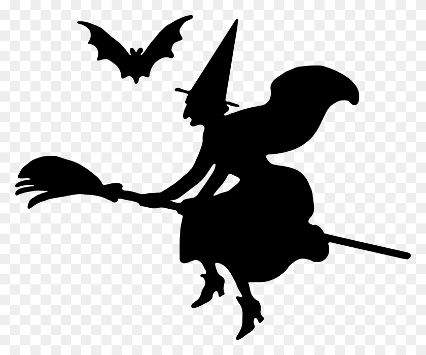 1793x1471 Fairy Silhouette Vector Art Images Halloween Witch On Broomstick, Stencil HD PNG Download