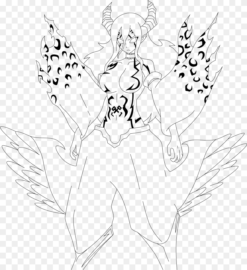 Fairy Tail Seilah Lineart, Gray Sticker PNG