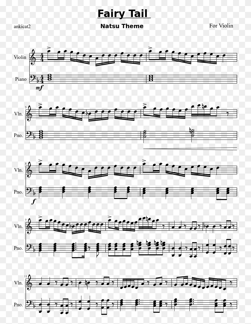 749x1023 Fairy Tail Sheet Music 1 Of 4 Pages Chopin Waltz In E Minor, Gray, World Of Warcraft HD PNG Download