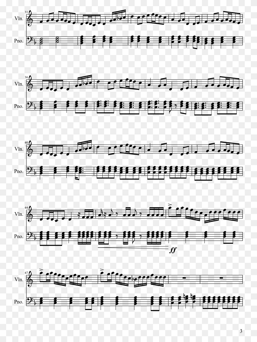 749x1059 Fairy Tail Sheet Music 3 Of 4 Pages Five Nights At Freddy39s Partitura Piano, Gray, World Of Warcraft HD PNG Download