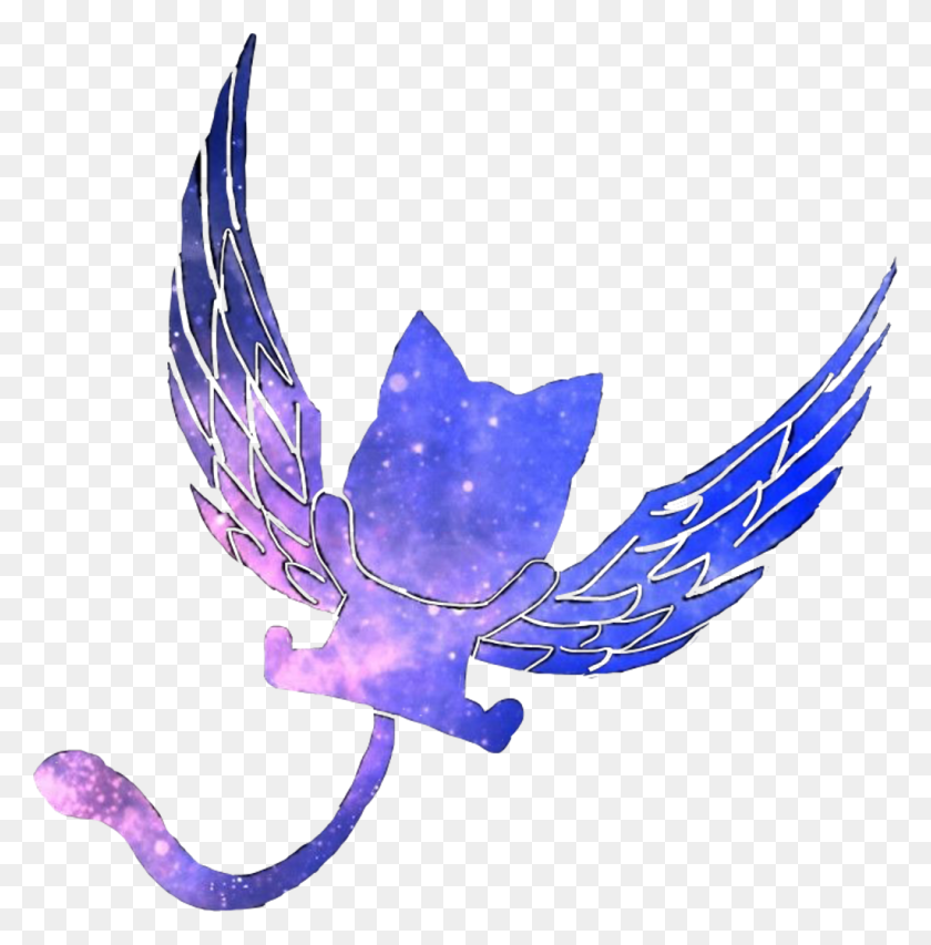1024x1042 Fairytail Happy Anime Cat Flyingcat Galaxy Freetoedit Galaxy Happy Fairy Tail, Животное, Птица, Полет Hd Png Скачать
