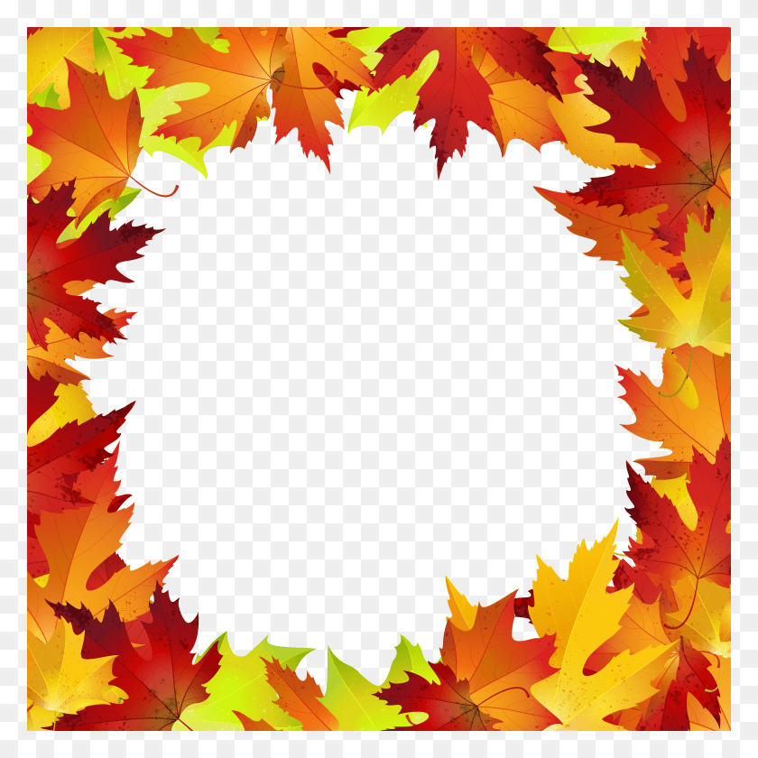 6000x6000 Fall Leaves Border HD PNG Download