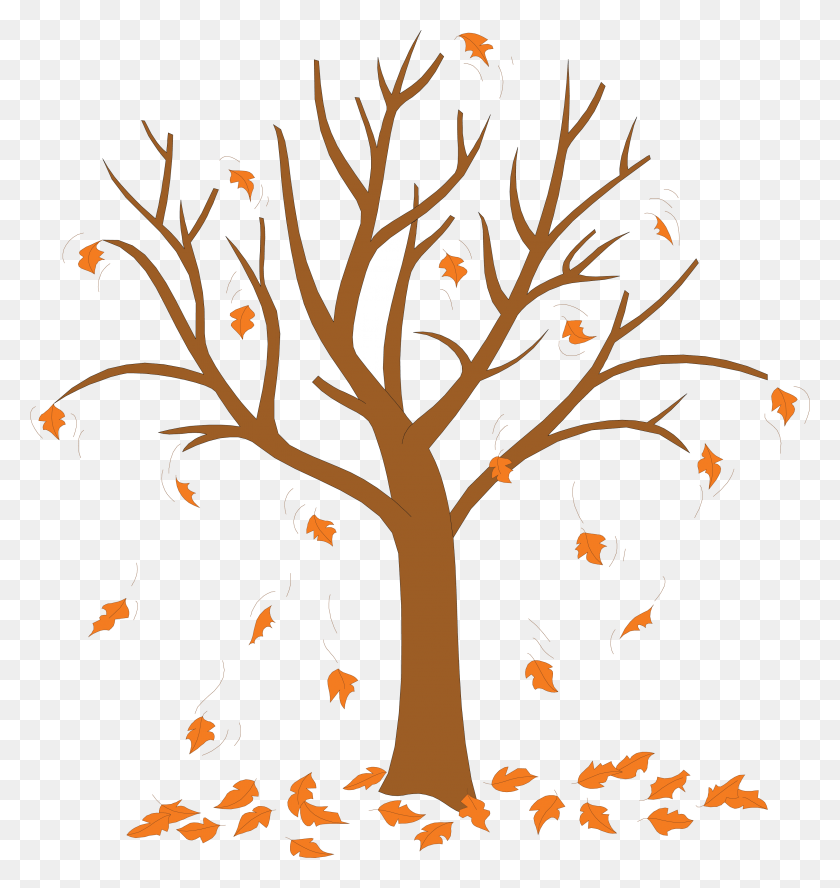 3035x3223 Fall Tree Clip Art With Fallin Clipart Transparent Tree With Leaves Falling Off, Graphics, Modern Art HD PNG Download