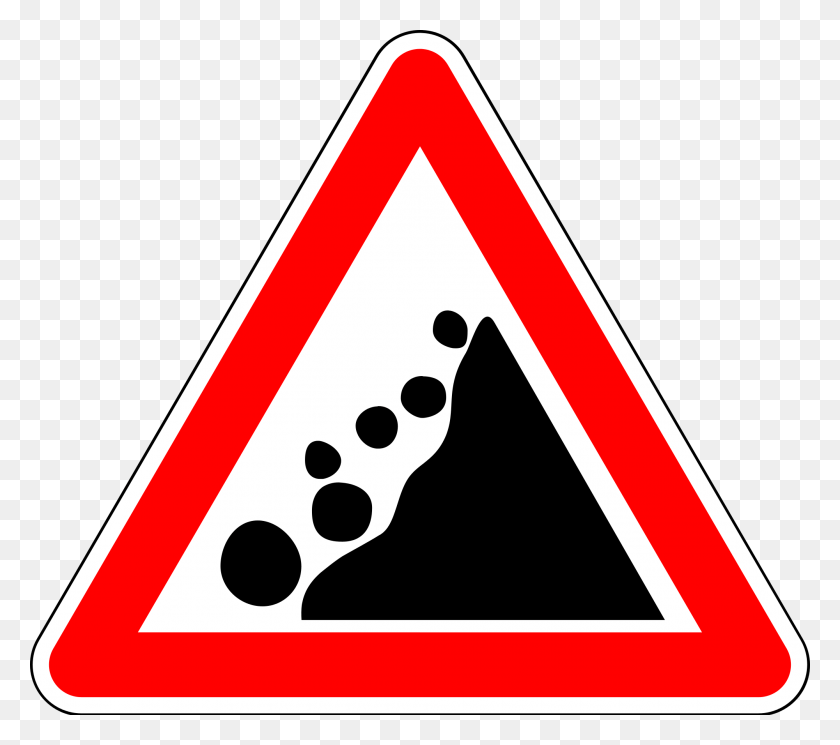 2000x1758 Falling Rocks Falling Rocks Sign, Triangle, Symbol, Road Sign HD PNG Download
