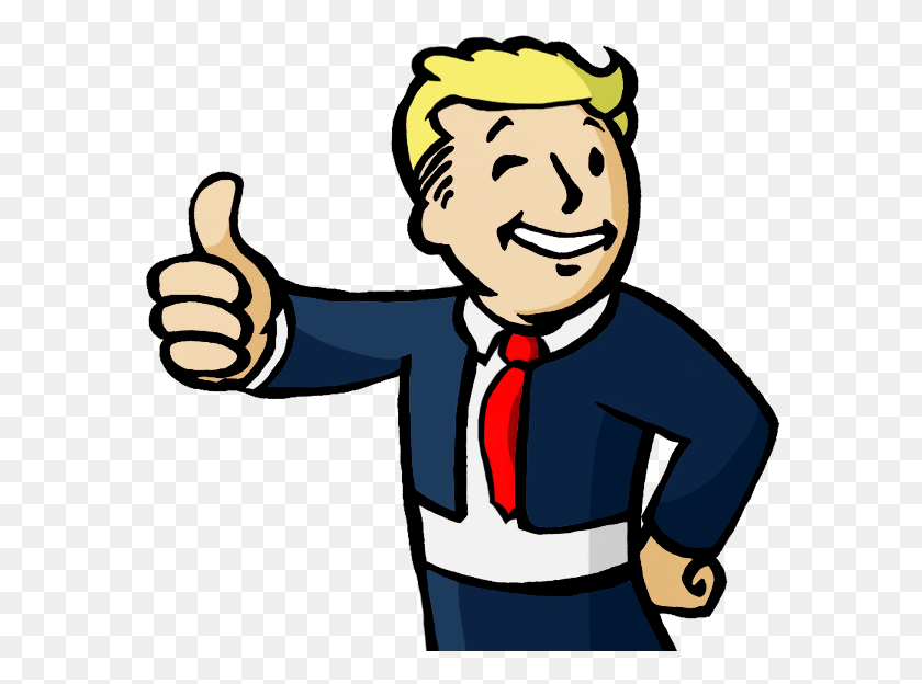 597x564 Fallout Guy Trump Clipart Fallout 4 Fallout Donald Trump Vault Boy, Thumbs Up, Finger, Performer HD PNG Download