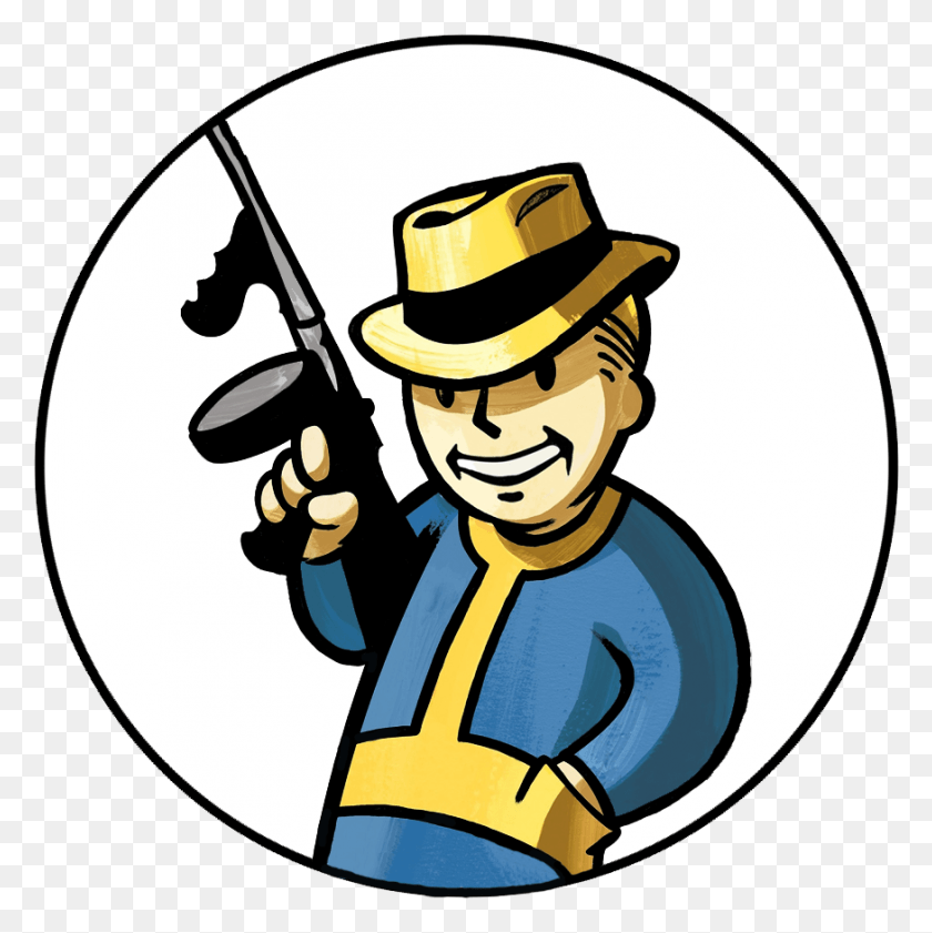 874x876 Fallout Retro Pencil And In Color Fallout Vault Boy Tommy Gun, Helmet, Clothing, Apparel HD PNG Download