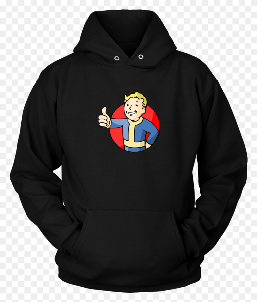 861x1025 Fallout Vault Boy Thumbs Up Hoodie Vault Boy Fallout Sweatshirt, Clothing, Apparel, Sweater HD PNG Download