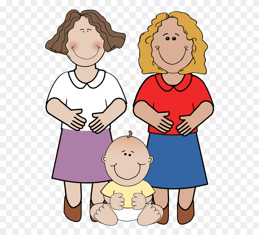 550x701 Family Clipart Mom Two Mom Family Cartoon, Person, Human, People HD PNG Download