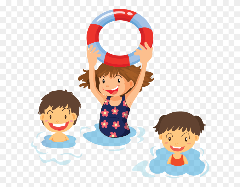 627x594 Family Clipart Swim Kids Swimming Clipart, Person, Human, Life Buoy HD PNG Download
