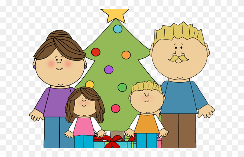 640x480 Family Clipart Xmas Boy And Girl Christmas Tree Clipart, Tree, Plant, Ornament HD PNG Download