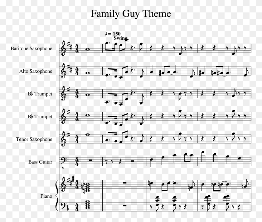 773x654 Family Guy Theme Sheet Music Composed By Arr Cumbia Sobre El Mar Partitura, Gray, World Of Warcraft HD PNG Download