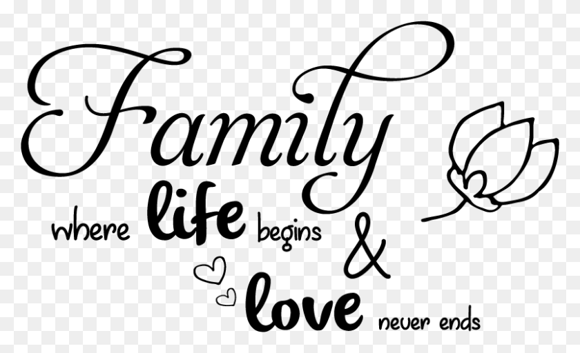 801x465 Family Love Wall Sticker Calligraphy, Text, Handwriting, Letter Descargar Hd Png