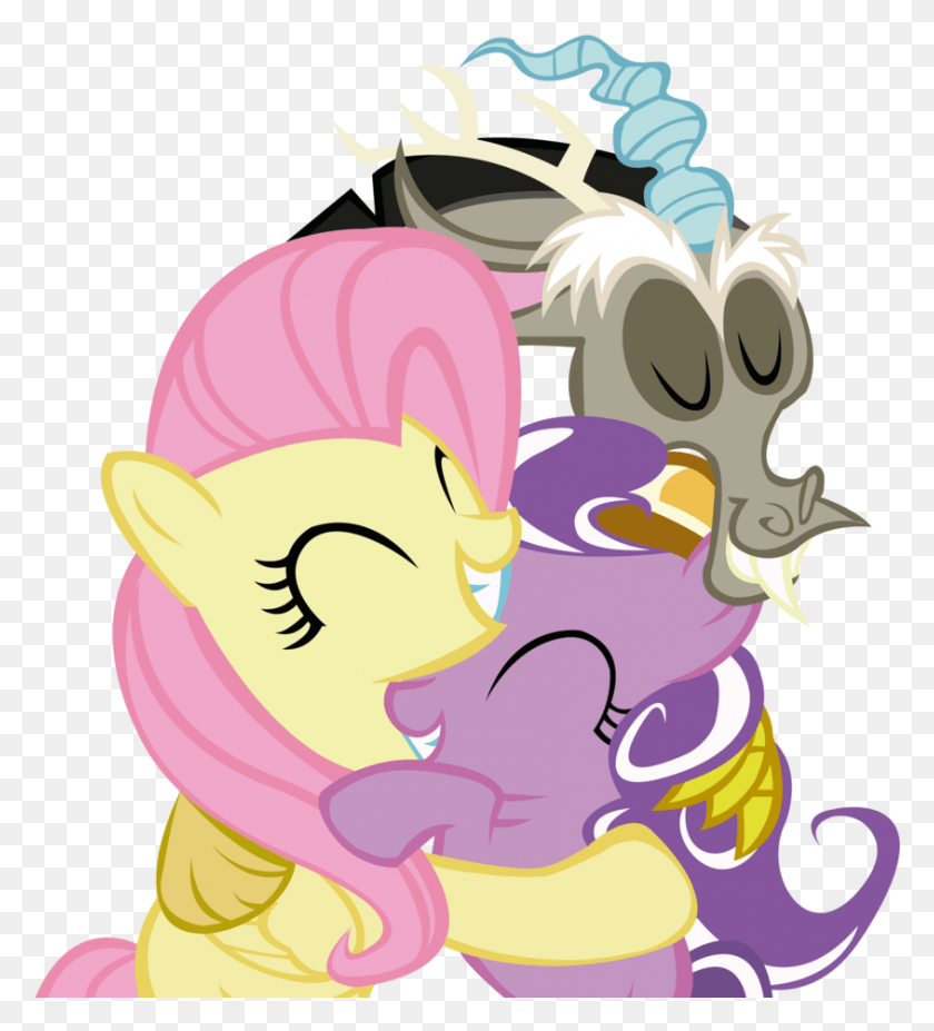 844x939 Семейный Портрет От Shy N Fluttershy И Discord39S Family, Графика, Фиолетовый Hd Png Скачать