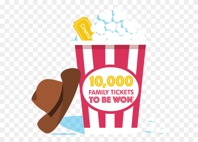 573x541 Family Tickets To Be Won, Food, Popcorn, Clothing HD PNG Download