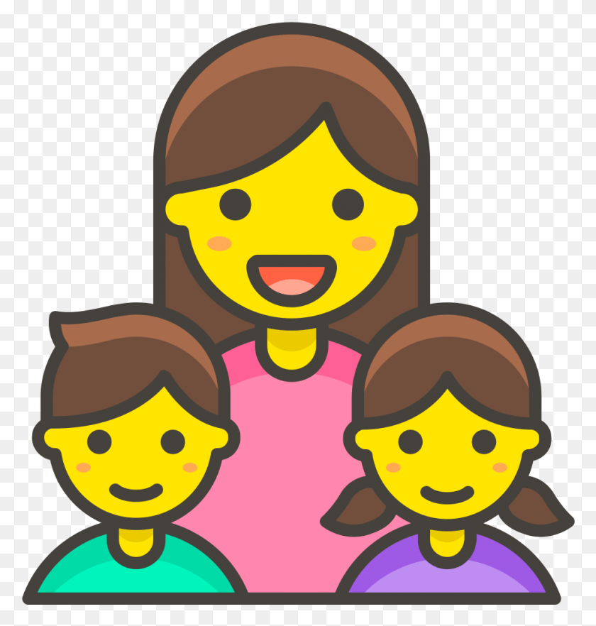 964x1017 Familia Mujer Niña Niño Emoji Familia, Persona, Humano, Personas Hd Png