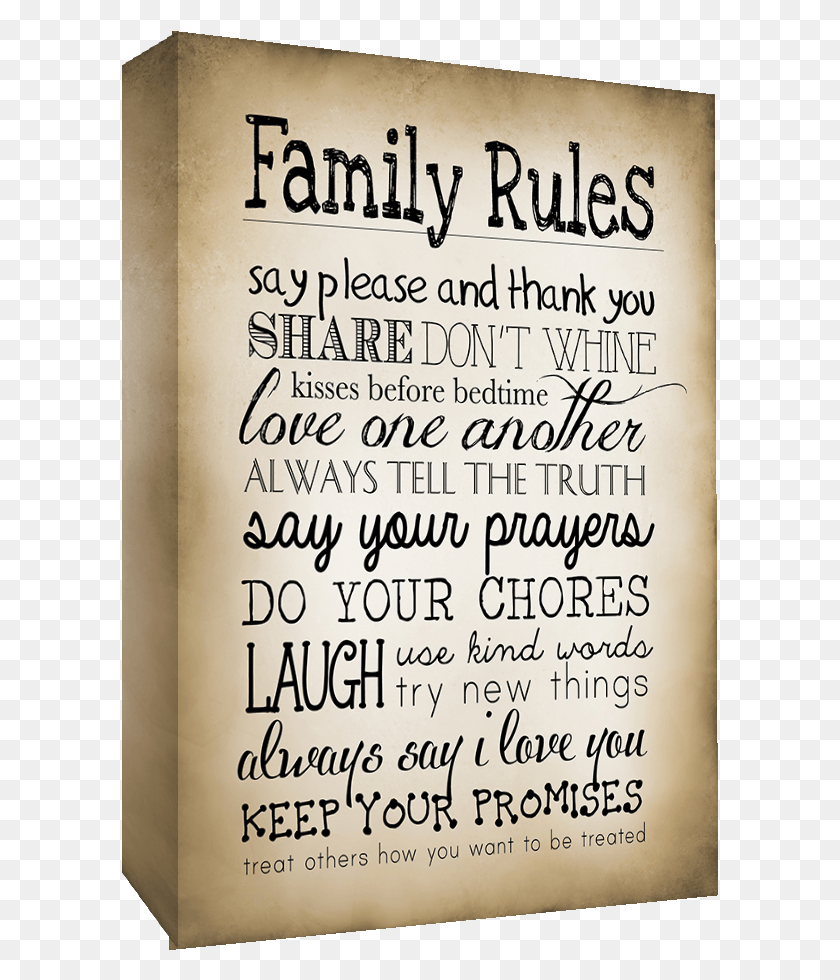 597x920 Знаменитые Правила Цитаты Wall Art Canvas Quotes Canvas Quotes About Family, Text, Calligraphy, Handwriting Hd Png Download