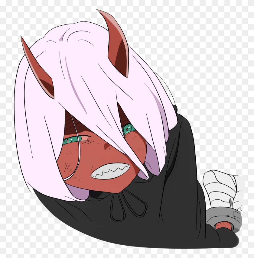1822x1855 Fan Artprotecc Smile Red Oni Zero Two Speed Paint Zero Two Red Oni, Plant, Hand, Book HD PNG Download